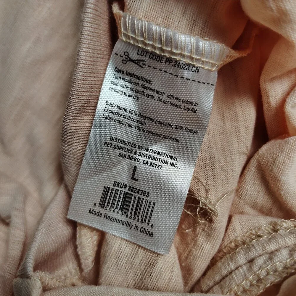 Reddy Dog Large Beige Ruched Detail Lightweight Pet T-Shirt